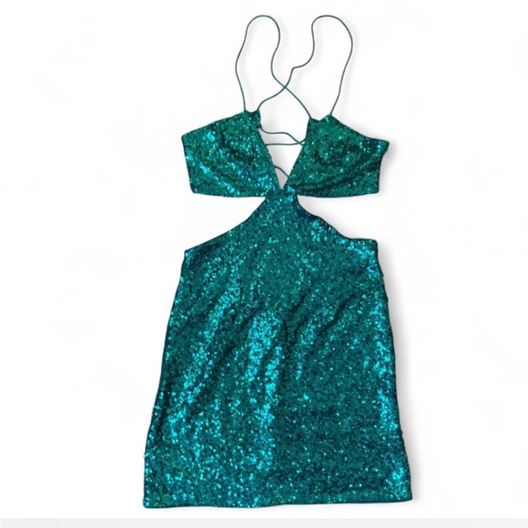 Hello Molly Sparkling Green Backless Dress - Picture 3 of 8